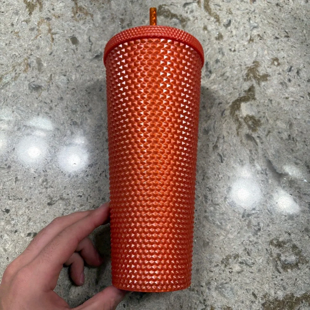 Starbucks Tumbler 24 oz Orange Studded Tumbler Cup with Lid‎ and Straw